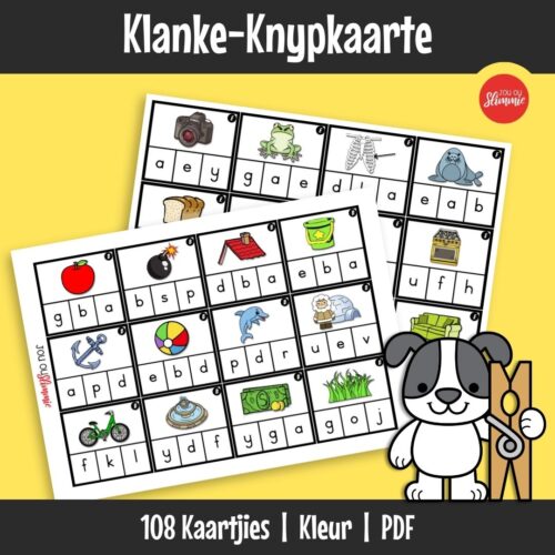 ’n Knypkaart-stel wat leerders help om beginklanke, middelklanke en eindklanke in eenvoudige woorde te identifiseer.