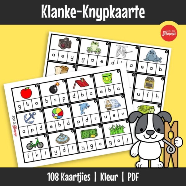 ’n Knypkaart-stel wat leerders help om beginklanke, middelklanke en eindklanke in eenvoudige woorde te identifiseer.