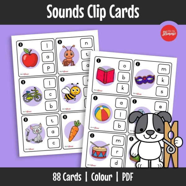 A fun clip card set that helps learners practise identifying beginning, middle, and ending sounds in simple words.