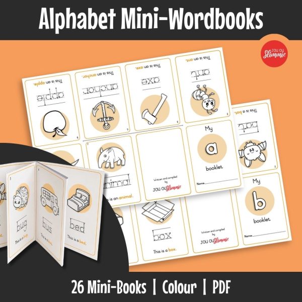 Alphabet Mini Wordbooks In English Alphabet Mini-Wordbooks is a set of small, foldable mini reading booklets designed to support early reading and writing through alphabet (beginning sound) practice.