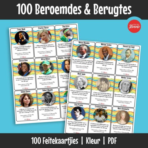 This set of fact cards covers 100 well-known and infamous people from around the world. Learners explore key facts through short profiles and use the cards for simple knowledge-based activities and games.