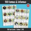 This set of fact cards covers 100 well-known and infamous people from around the world. Learners explore key facts through short profiles and use the cards for simple knowledge-based activities and games.