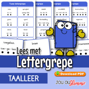 Breek woorde af in lettergrepe. Leeskaartjies.