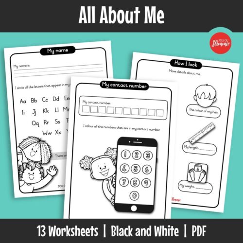 A workbook where children learn about themselves through simple, visual activities. Learners complete pages about identity, family and personal information.
