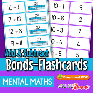 Add and subtract flashcards for mental maths practice.