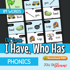 A fun, printable classroom game that helps learners practise 89 CVC words while building phonics, listening, speaking, and reading skills. (Downloadable PDF)