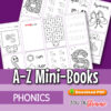 A-Z Mini-Books Print, cut, and fold these 26 cute A–Z mini-books full of fun activities to help children recognise and write letters. (Downloadable PDF)