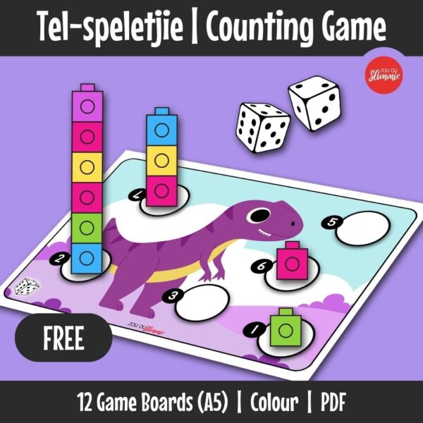 A fun dinosaur counting game for practising number recognition and counting up to 12 through hands-on play. Learners throw dice, build towers with blocks to strengthen early maths skills.