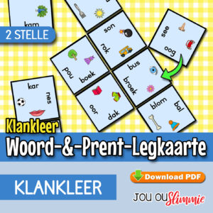 ’n Stel van twee legkaarte waar klankleer-woorde en hul bypassende prente gekombineer moet word. (Aflaaibare PDF)