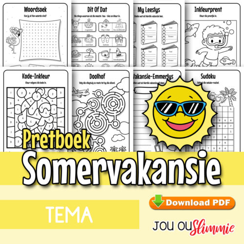 Somervakansie-Pretboek met 40 aktiwiteite.