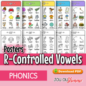 An A4 poster set of 5 stable R-controlled vowels, with full-colour and black-and-white versions. (Downloadable PDF)
