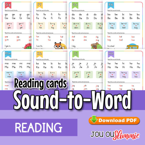 These transition cards help learners step by step combine individual sounds so they can read simple, short words. They support the shift from sound recognition to actual word reading.
