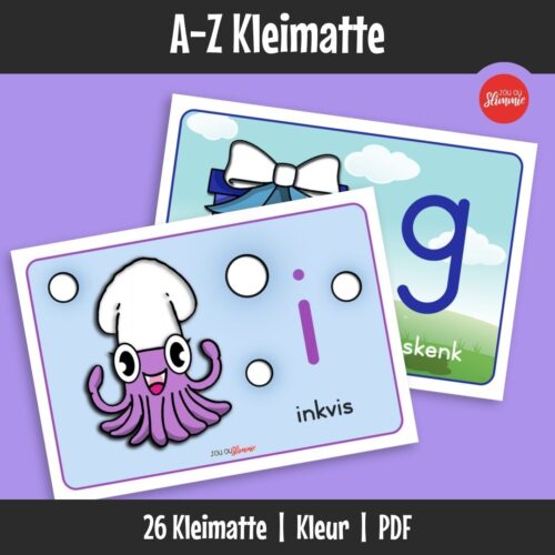’n Stel prettige kleimatte wat leerders help om die letters van die alfabet deur praktiese letterbou te leer.