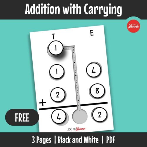 A hands-on resource designed to help learners understand and practise addition with carrying. Learners build sums using cut-out number pieces and use visual guides to understand regrouping in addition.
