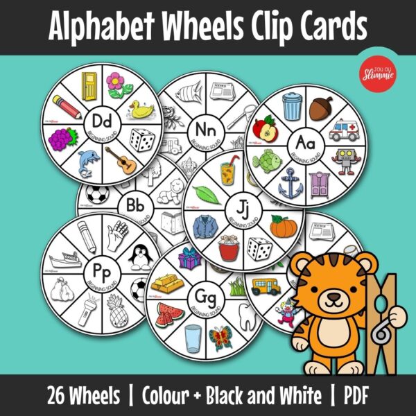This clip card set supports letter and sound recognition through interactive alphabet wheels. Learners use simple hands-on matching tasks to connect letters with beginning sounds.