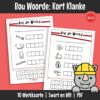 Hierdie knip-en-plak werkkaartstel om woorde met kort klanke te bou. Leerders vorm woorde deur letters te knip en te plak om by prente te pas.
