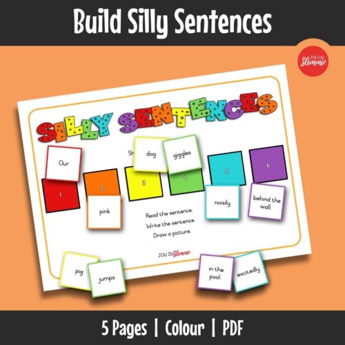 A fun, hands-on activity to practise sentence building using colour-coded words to create silly and engaging sentences.
