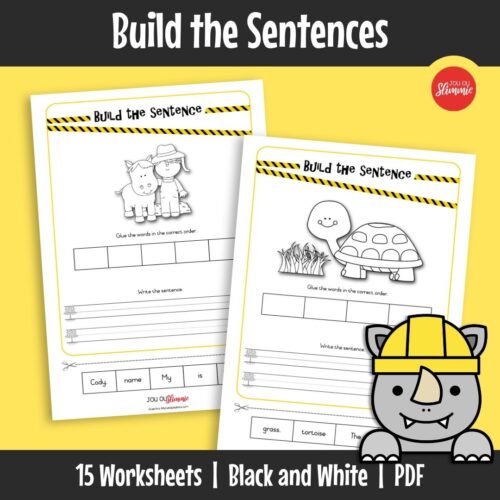 A cut-and-paste workbook that helps learners understand sentence structure by building and writing simple sentences.