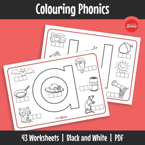 A set of phonics-based colouring worksheets that strengthen sound recognition, early reading skills, and word–picture association through engaging visual practice.