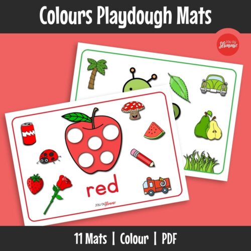 A set of colourful playdough mats that help learners learn 11 basic colours through hands-on playdough activities.