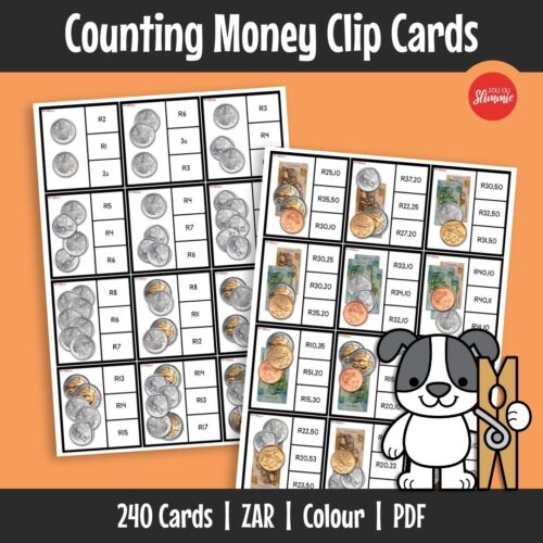 A practical activity for counting money using the new South African currency. Learners practise money recognition and simple calculations.