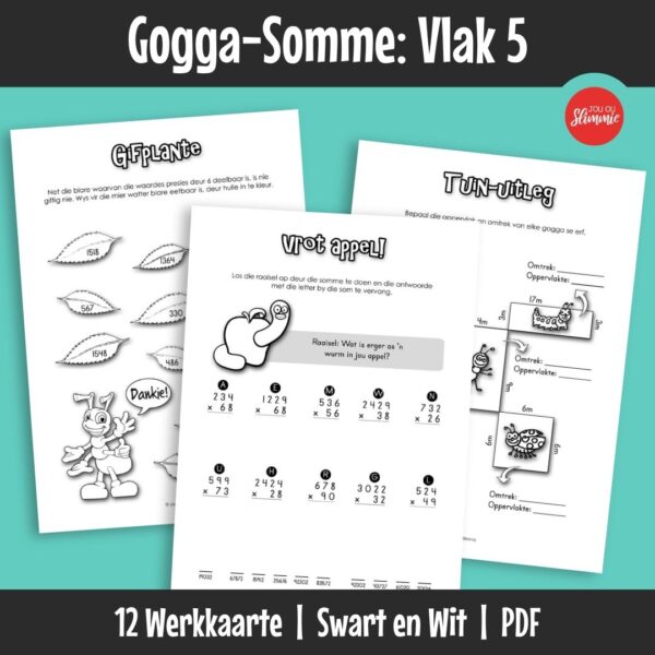 ’n Wiskunde-aktiwiteitsboekie met ’n prettige gogga-tema. Dit kan gebruik word vir inoefening, verryking en hersiening van basiese wiskundevaardighede en dek hoofsaaklik Graad 5 werk.