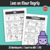 Inkleur-en-lees werkkaarte waar leerders instruksies lees en die prente volgens die sinne inkleur. Dit help met leesbegrip en die volg van instruksies.