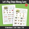 A set of shopping-themed worksheets designed to practise money calculations using new South African currency. Learners solve money sums involving different mathematical operations.
