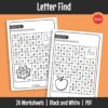 This is a letter recognition workbook where learners search for, colour, and trace letters. It helps practise both uppercase and lowercase letters.