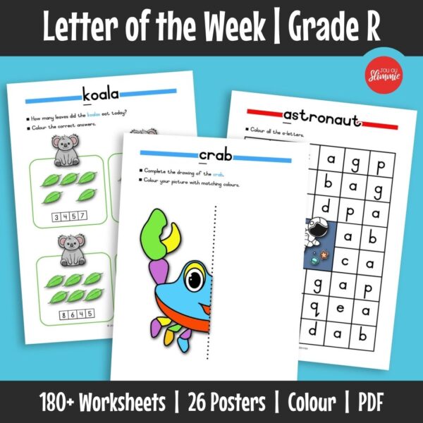 A comprehensive, playful learning resource built around a “letter of the week” approach. While the main focus is early literacy, it also includes essential early numeracy foundations, making it a well-rounded Grade R learning tool.