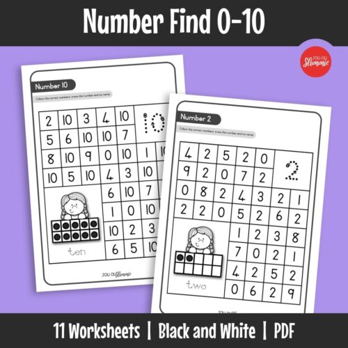 A set of worksheets designed to support number recognition from 0 to 10. Learners practise identifying, tracing, and working with numbers.