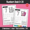 A numbers workbook that helps learners practise number recognition from 0–20.