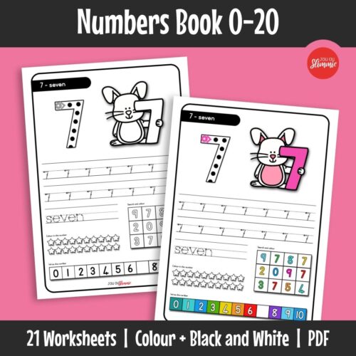 A numbers workbook that helps learners practise number recognition from 0–20.