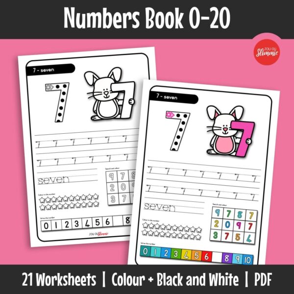A numbers workbook that helps learners practise number recognition from 0–20.