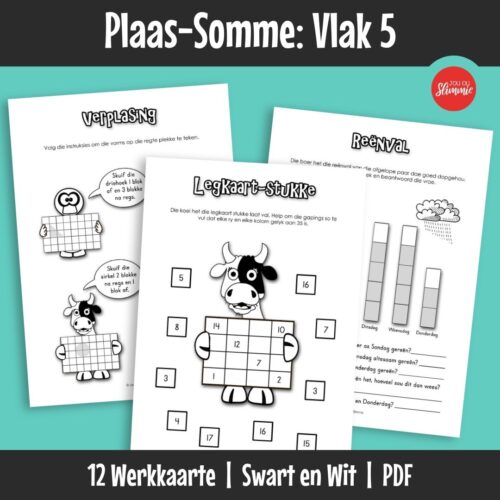 ’n Wiskunde-aktiwiteitsboekie met ’n prettige plaas-tema. Dit kan gebruik word vir inoefening, verryking en hersiening van basiese wiskundevaardighede en dek hoofsaaklik Graad 5 werk.