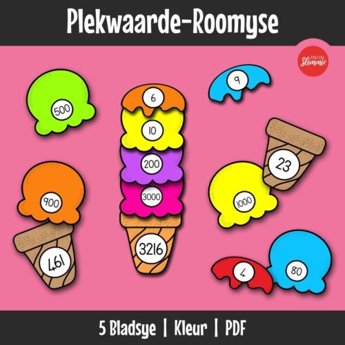 Hierdie stel ondersteun praktiese inoefening van plekwaarde deur hierdie boeiende getalbou-aktiwiteit.