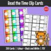 A clip card set that helps learners practise telling time using analogue clocks, digital clocks, and time in words.