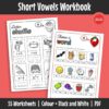 A fun workbook to practise words with short vowels. Learners build reading and phonics skills through simple step-by-step activities.