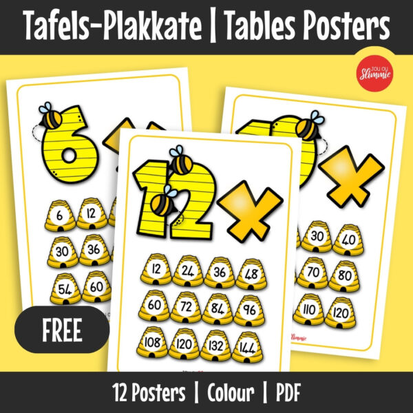 A set of times tables posters in a fun bee-themed design to support multiplication learning and classroom reference. These posters help learners visualise and practise times tables in a simple, engaging way.