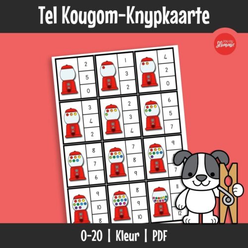 ’n Prettige praktiese tel-aktiwiteit vir beginners wat getalherkenning en telvaardighede versterk.