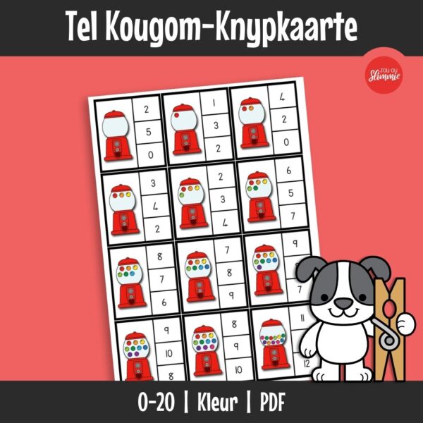 ’n Prettige praktiese tel-aktiwiteit vir beginners wat getalherkenning en telvaardighede versterk.