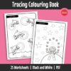 This tracing colouring book provides fun activities to develop pencil control. Learners follow lines and colour pictures to strengthen fine motor skills.