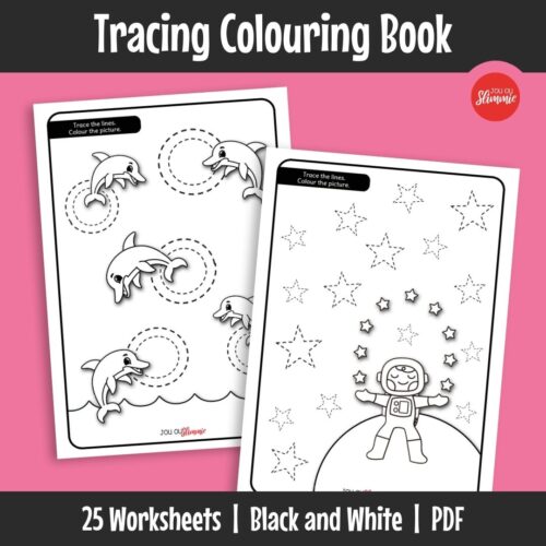 This tracing colouring book provides fun activities to develop pencil control. Learners follow lines and colour pictures to strengthen fine motor skills.