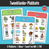 Klankleer-plakkate wat moeilike klankkombinasies visueel ondersteun. Leerders herken en identifiseer tweeklanke deur duidelike patroonvoorstelling.