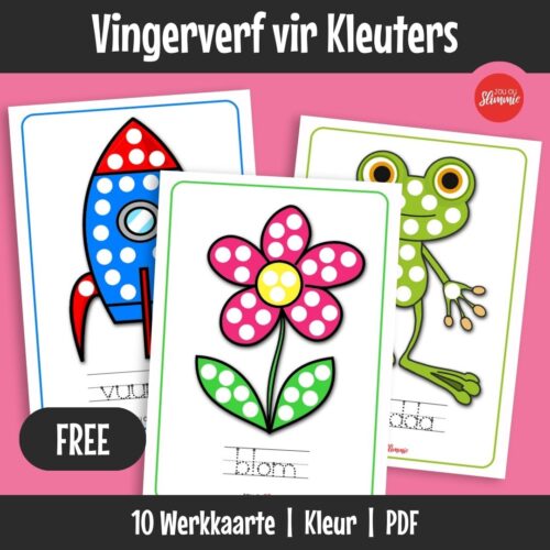 ’n Prettige stel vingerverf-aktiwiteite wat help om fyn motoriese vaardighede en vroeë leer deur sensoriese spel te ontwikkel. Leerders vul die kolletjies in met vingerverf terwyl hulle ook eenvoudige woorde ontdek.