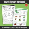 This workbook focuses on vowel digraphs for early reading and spelling development. Learners complete structured worksheets that support recognition and use of different vowel sound patterns.