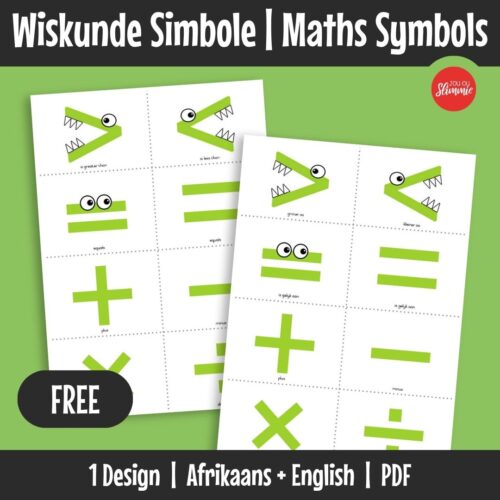 A set of maths symbols designed to support hands-on, concrete maths activities. Learners can cut out and use the symbols while solving sums with objects to better understand mathematical operations.